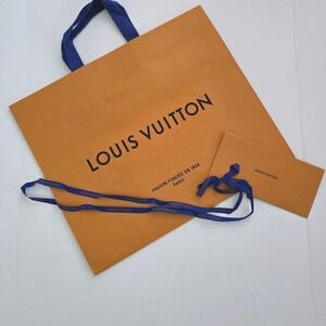 Louis‎ Vuitton Shopping Bag Paper Blue Handles Gift Shopping Tote 19.5x16